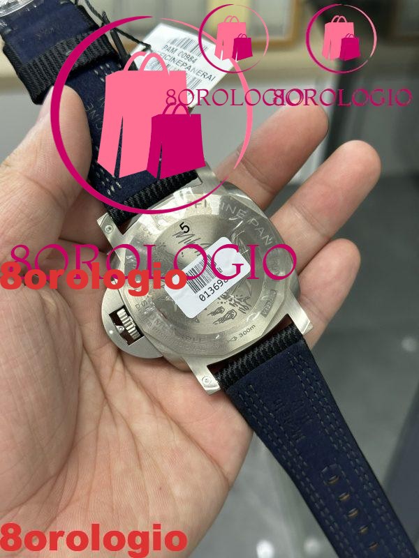 Panerai Submersible Mike Horn Edition PAM 984 Titanio Quadrante Nero Cinturino Nero Replica VSF 47mm Orologio - immagine 6