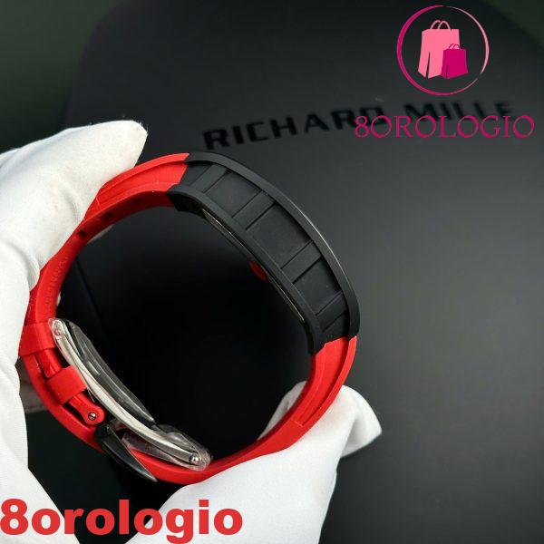 Replica Richard Mille RM055 Bubba Watson Ceramica Nera Cinturino in Gomma Rossa BBR V3 42.7mm Orologio - immagine 7