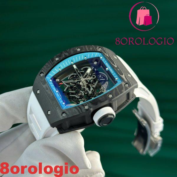 Richard Mille RM055 Yas Marina Circuit Carbon TPT Cinturino in Gomma Bianca Replica 1:1 Super Clone ZF 42,7 mm Orologio - immagine 12
