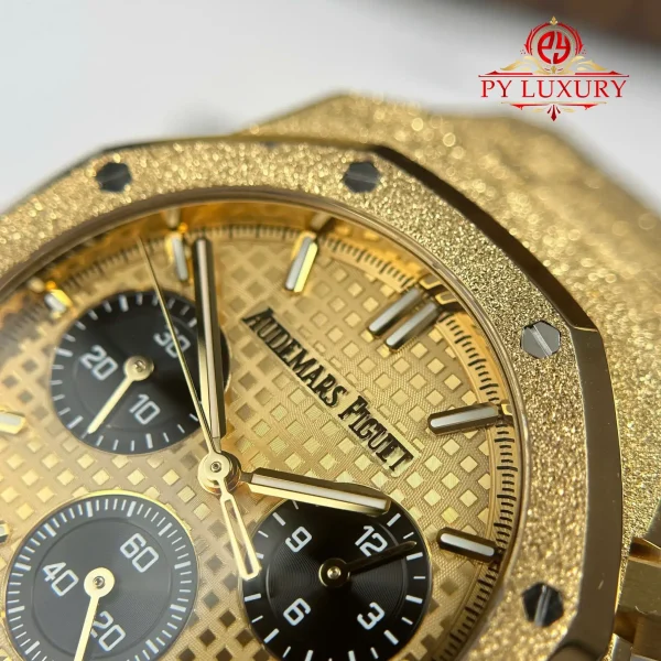 Audemars Piguet Royal Oak Chronograph 26240BA Frosted Yellow Gold Quadrante Giallo 1:1 Miglior Replica APSF 41mm Orologio - immagine 9