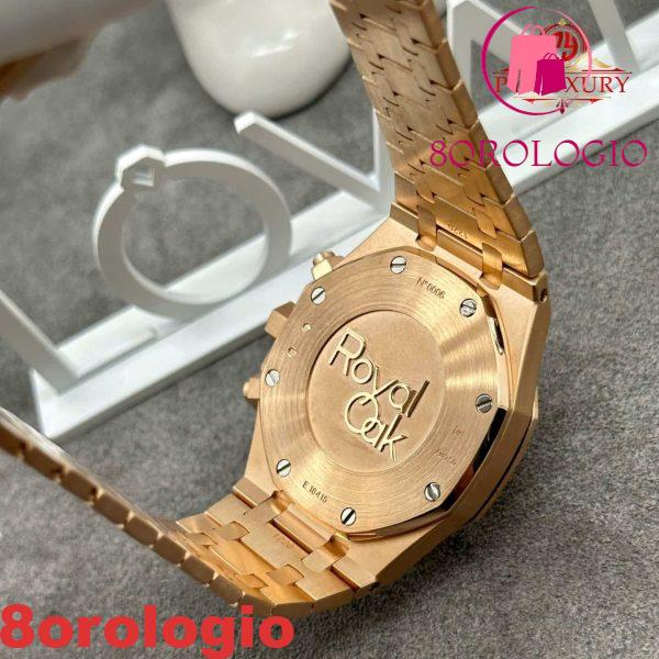 Audemars Piguet Royal Oak Chronograph 26331OR Quadrante Blu Replica Personalizzata Oro Massiccio 18K Movimento Originale Calibro FP 1185 41mm Orologio - immagine 6
