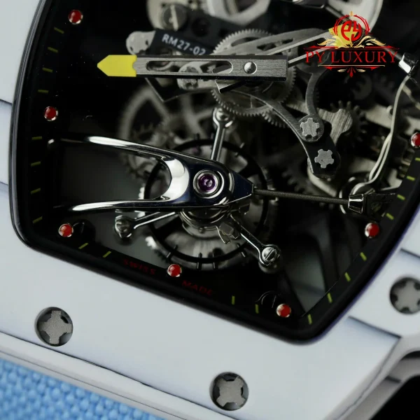 Richard Mille RM27-02 Rafael Nadal Tourbillon Fibra di Carbonio Bianca Migliore Replica 39.7 X 47.7mm Orologio - immagine 7