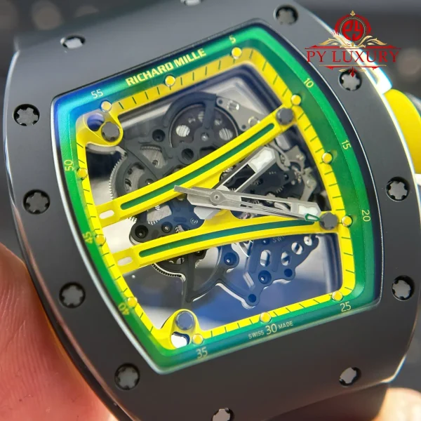 Richard Mille RM61-01 Yohan Blake 'Green' Ceramica Nera Cinturino in Gomma Replica ZF 42.7mm X 50.23mm Orologio - immagine 10
