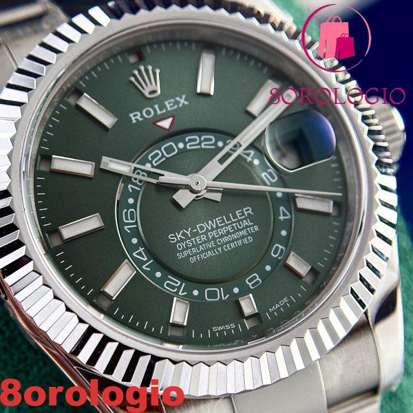 Rolex Sky-Dweller 326934 Quadrante Verde Menta Bracciale Oyster Replica 42mm Orologio - immagine 8