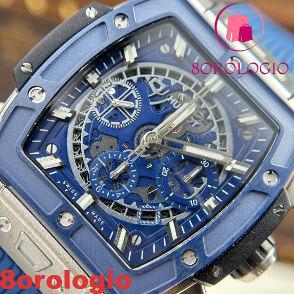 Hublot Spirit Of Big Bang Titanium Blue Ceramic Quadrante Blu Cinturino in Gomma 1:1 Migliore Replica BBF 42mm Orologio - immagine 7