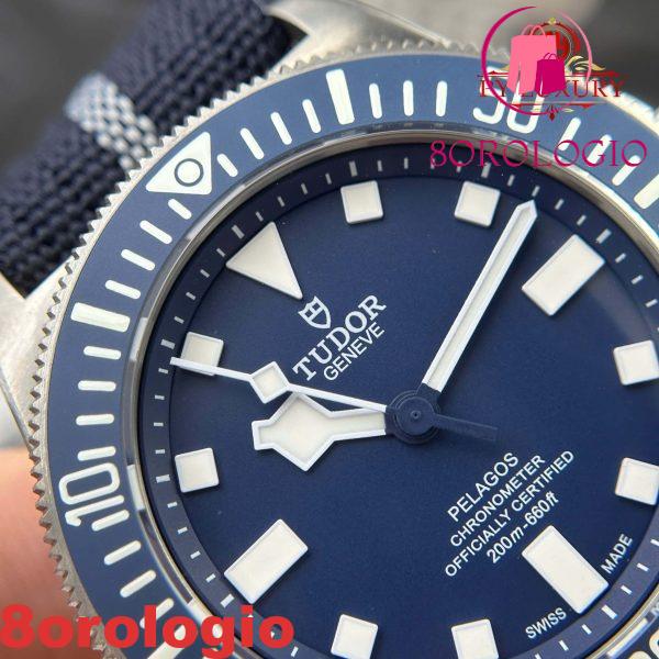 Tudor Pelagos FXD Titanium M25707b/25-0001 Quadrante Blu Cinturino in Tessuto Blu Navy Replica 1:1 42mm Orologio - immagine 6