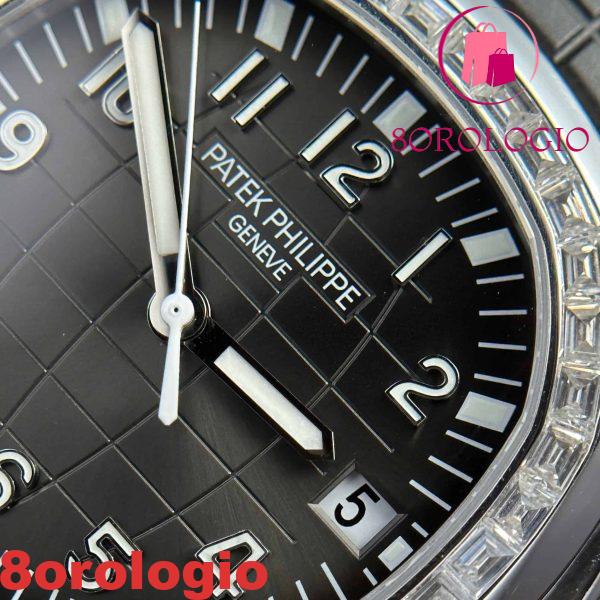 Replica Patek Philippe Aquanaut 5167A Quadrante Nero Custom Baguette Moissanite Modificato Max Options Super Clone 40mm Orologio - immagine 11