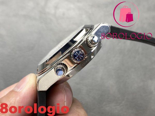 Vacheron Constantin Overseas 5500V Chronograph Quadrante Argento Cinturino in Gomma Nera Replica 8F 42.5mm Orologio - immagine 6