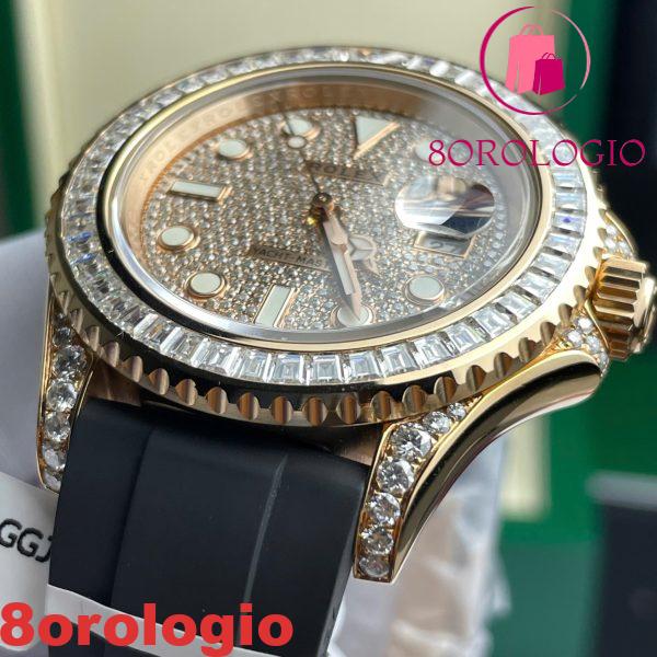 Replica Migliore di Rolex Yacht-Master 126655 40mm in Oro Rosa 18K con Moissanite Customizzata Orologio - immagine 8