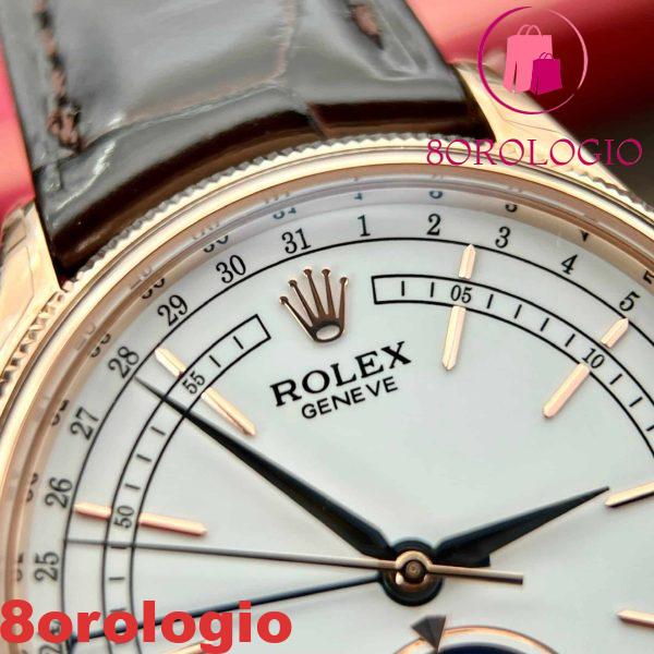 Rolex Cellini Moonphase 50535 Oro Rosa Pelle Migliore Replica 39mm Orologio - immagine 8