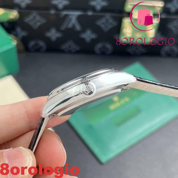 Replica Rolex Cellini Moonphase Oro Bianco Quadrante Bianco Pelle 39mm Orologio - immagine 6