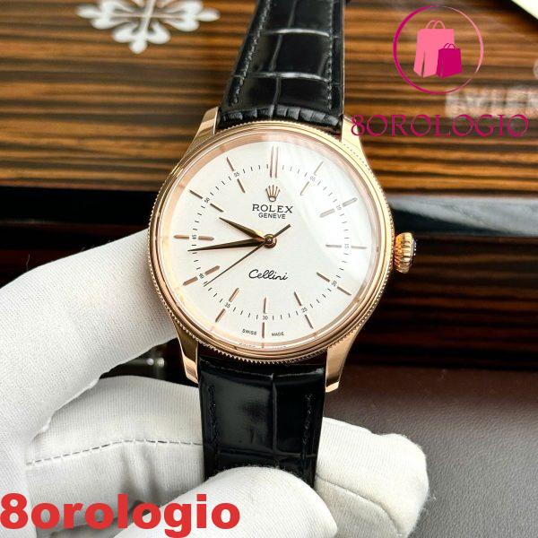 Replica Rolex Cellini Time 50505 Oro Rosa Quadrante Bianco 39mm Orologio - immagine 6