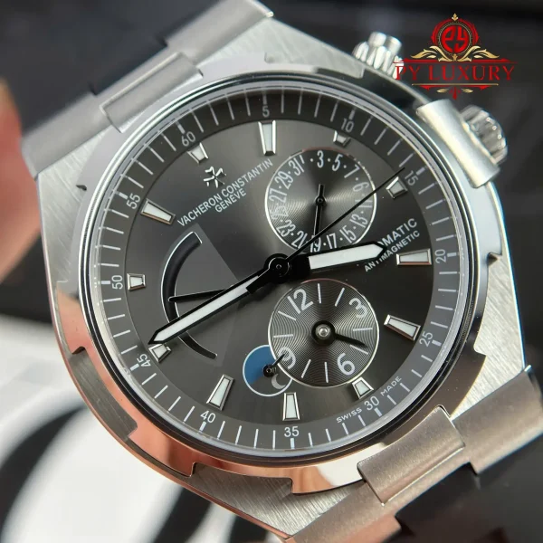 Vacheron Constantin Overseas Dual Time 47450/000W-9511 quadrante grigio cinturino in gomma replica miglior edizione 42mm Orologio - immagine 6