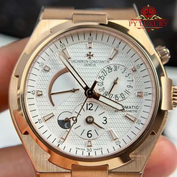 Vacheron Constantin Overseas Dual Time 47450/B01R-9404 Oro Rosa Quadrante Bianco Replica Migliore 42mm Orologio - immagine 6