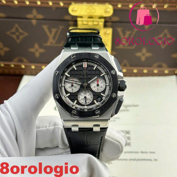 Audemars Piguet Royal Oak Offshore Chronograph 26420SO Quadrante Nero Cinturino in Pelle Replica Migliore 43mm Orologio - immagine 10