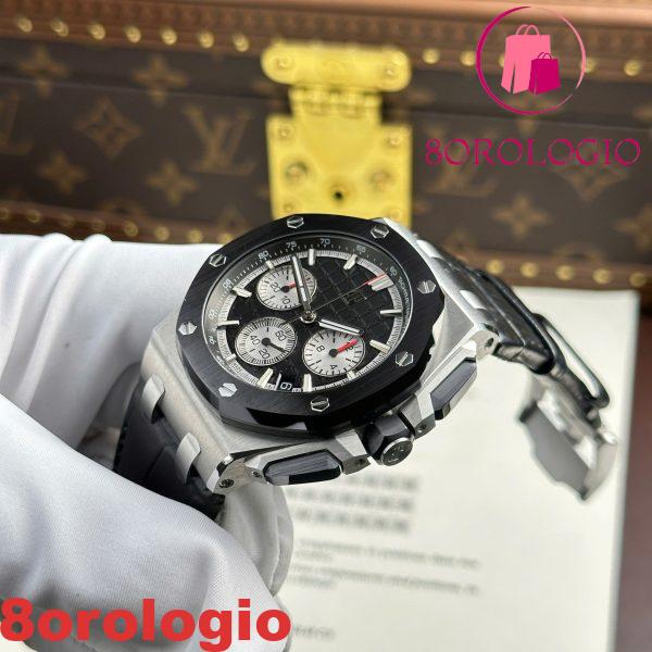 Audemars Piguet Royal Oak Offshore Chronograph 26420SO Quadrante Nero Cinturino in Pelle Replica Migliore 43mm Orologio - immagine 11