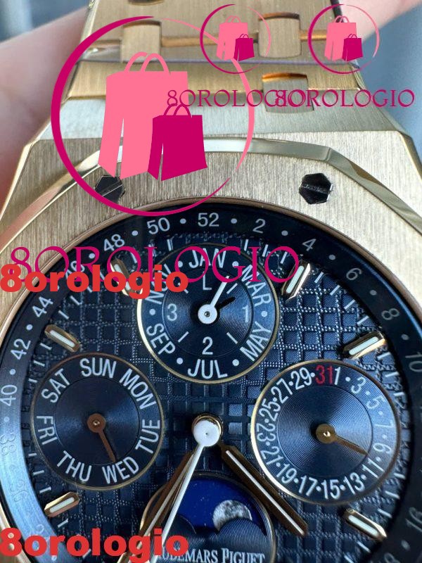 Audemars Piguet Royal Oak Calendario Perpetuo 26574BA Quadrante Blu Oro Giallo 18K Migliore Replica 41mm Orologio - immagine 12
