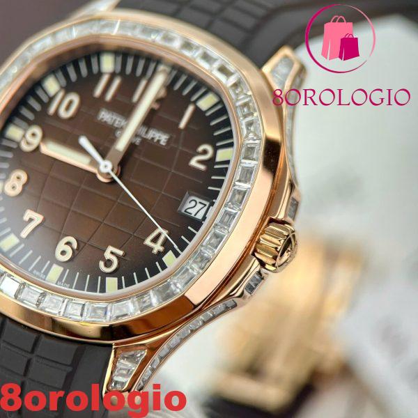 Patek Philippe Aquanaut 5167R Quadrante Marrone 18K Oro Rivestito Baguette Moissanite Migliore Replica 40mm Orologio - immagine 9