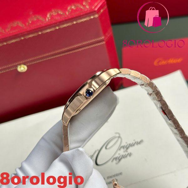 Cartier Santos De Cartier Oro Rosa Quadrante Bianco Modello Medio Miglior Replica BVF 35.1mm Orologio - immagine 9