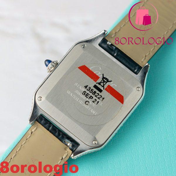 Cartier Santos Dumont Acciaio Quadrante Argento Cassa Personalizzata in Moissanite Cinturino in Pelle Replica BVF 38mm X 27.5mm Orologio - immagine 7
