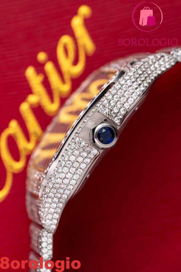 Cartier Santos Iced Out VVS1 Clarity Moissanite Modello Grande Migliore Replica 39.8mm Orologio - immagine 7
