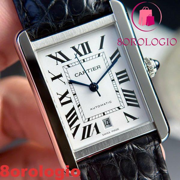 Cartier Tank Solo Extra Large Quadrante Bianco Cinturino in Pelle Miglior Replica AF 31mm X 41mm Orologio - immagine 8