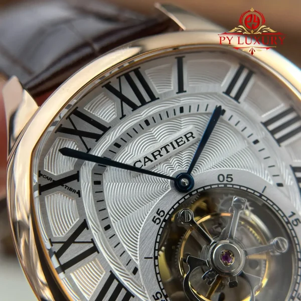 Cartier Drive De Cartier W4100013 Tourbillon Oro Rosa Cinturino in Pelle Migliore Replica 40x41mm Orologio - immagine 11