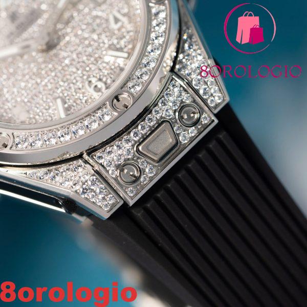 Replica Hublot Big Bang One Click Steel Black Full Pavé CZ Stones 39mm Orologio - immagine 9
