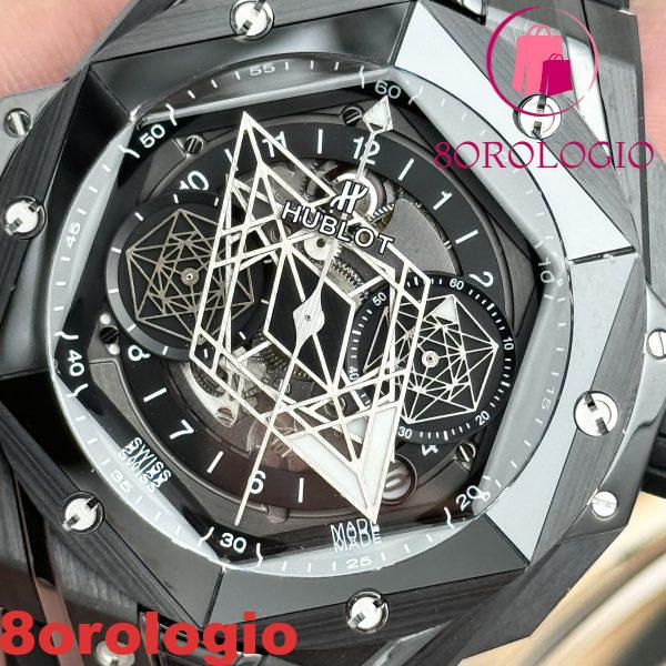 Hublot Big Bang Sang Bleu II Black Ceramic Quadrante Nero Migliore Replica 45mm Orologio - immagine 9