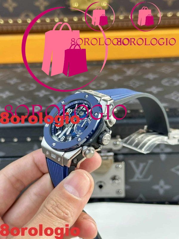 Hublot Big Bang Unico Titanium Blue Ceramic Replica Super Clone 42mm Orologio - immagine 9