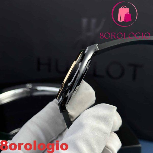 Hublot Classic Fusion Ceramic King Gold Black Dial Leather Replica Super Clone 42mm Orologio - immagine 7