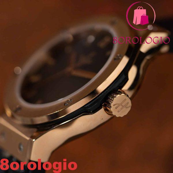 Replica Orologio da Donna Hublot Classic Fusion King Gold Quadrante Nero Cinturino in Pelle 33mm Orologio - immagine 7