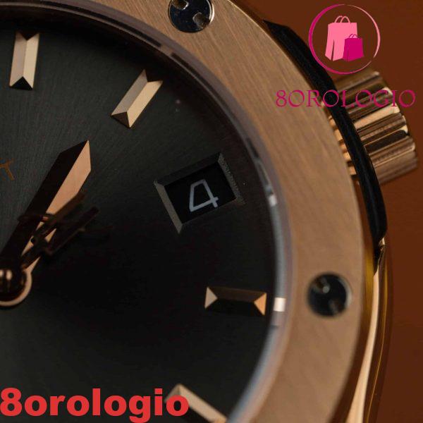 Replica Orologio da Donna Hublot Classic Fusion King Gold Quadrante Grigio Cinturino in Pelle 33mm Orologio - immagine 9