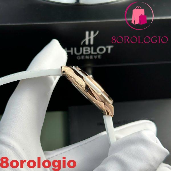 Hublot Classic Fusion King Gold Quadrante Bianco Cinturino in Pelle Donna Replica 33mm Orologio - immagine 7