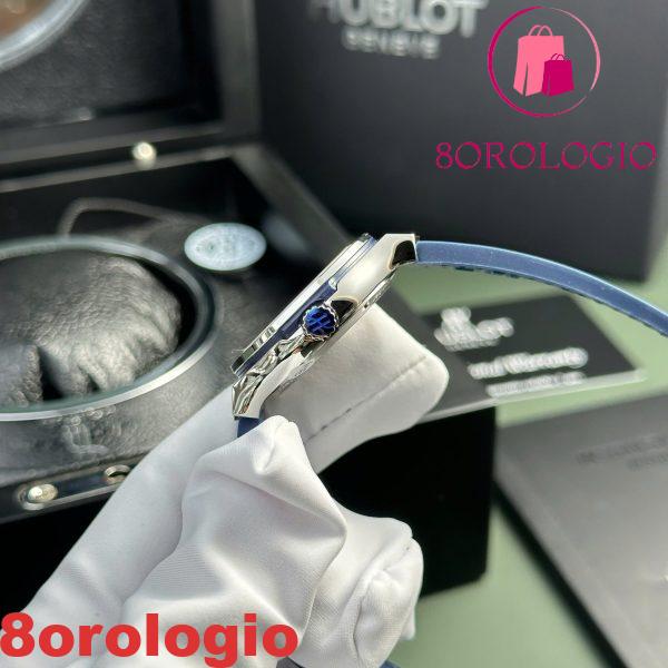 Hublot Classic Fusion Titanio Quadrante Blu CZ Pietre Ghiera Cinturino in Pelle Donna Replica 33mm Orologio - immagine 8