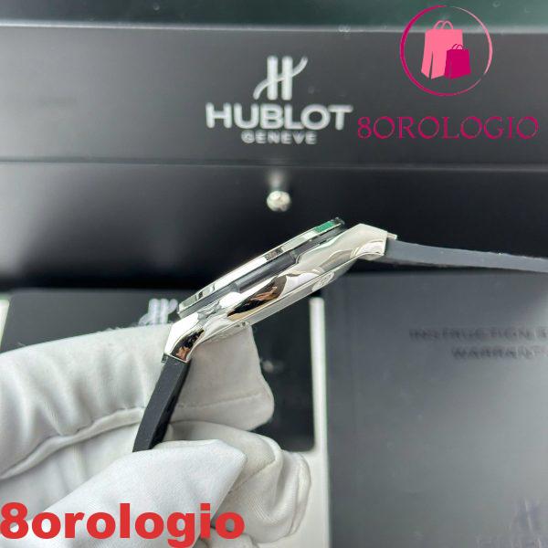 Replica Hublot Classic Fusion Titanium Diamanti Pavé Quadrante Bianco Cinturino in Pelle Nera 38mm Orologio - immagine 7