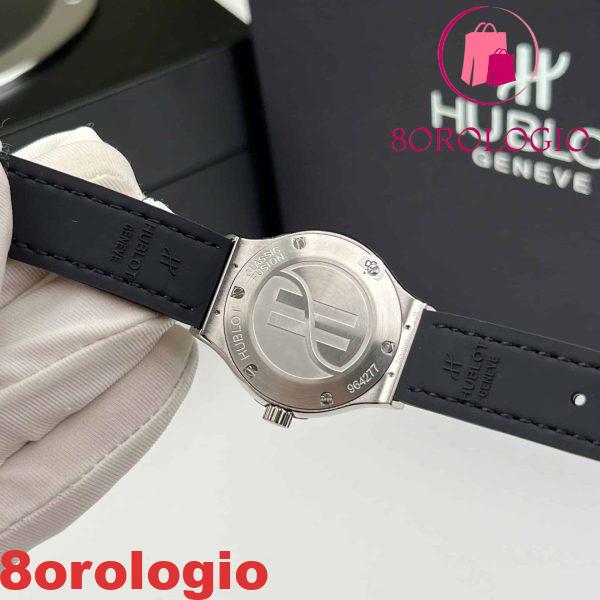 Hublot Classic Fusion Titanium Pavé Quadrante Nero Custom Moissanite Cinturino in Pelle Migliore Replica 33mm Orologio - immagine 7