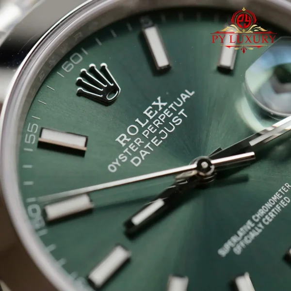 Rolex Datejust 126300 Quadrante Verde Menta Lunetta Liscia Bracciale Jubilee Migliore Replica VSF 41mm Orologio - immagine 9