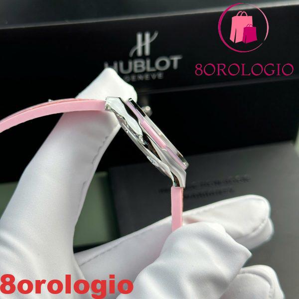 Hublot Classic Fusion Titanium Quadrante in Madreperla Rosa CZ Pietre Ghiera Cinturino in Pelle Donna Replica 33mm Orologio - immagine 7