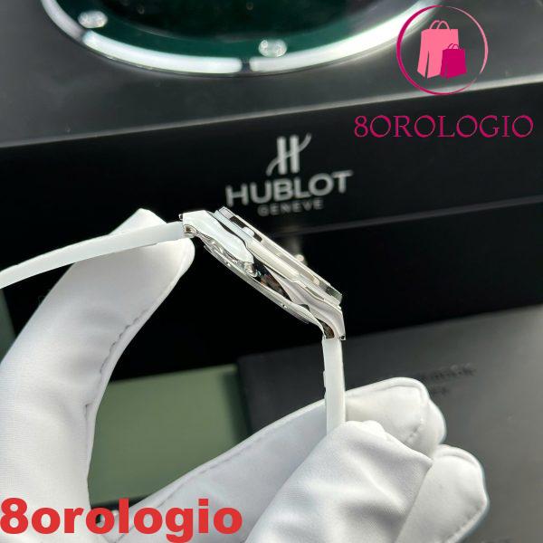 Hublot Classic Fusion Titanio Quadrante Bianco CZ Pietre Lunetta Cinturino in Pelle Donna Replica 33mm Orologio - immagine 7