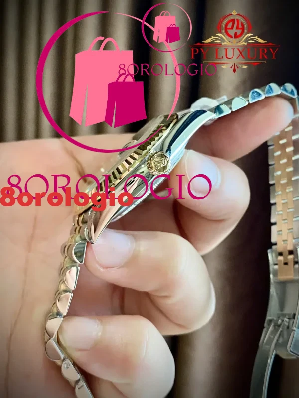 Replica 1:1 Rolex Datejust 126333 Quadrante Nero Bracciale Jubilee Placcato Oro Giallo 10K 41mm Orologio - immagine 8