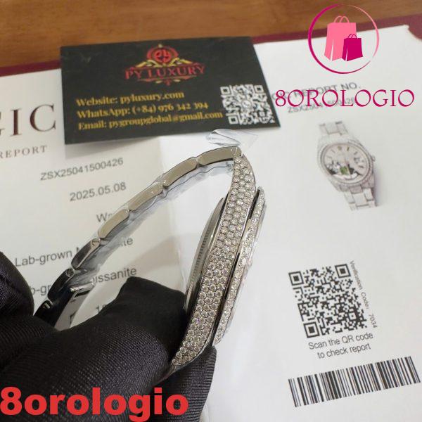 Rolex Datejust 126300 Bust Down Iced Out Diamanti di Moissanite Quadrante Monopoly Miglior Replica 41mm Orologio - immagine 11