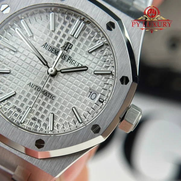 Audemars Piguet Royal Oak 15450ST Quadrante Bianco Bracciale in Acciaio Miglior Replica APS Factory 37mm Orologio - immagine 10