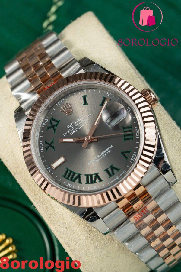 Rolex Datejust 126331 Bicolore 10K Oro Rosa Rivestito Quadrante Wimbledon Jubilee Replica 1:1 GMF 41mm Orologio - immagine 13