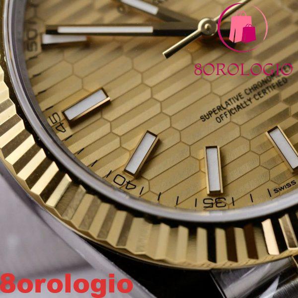 Rolex Datejust 126333 Due Toni Oro Giallo Quadrante Motivo Scanalato Jubilee Miglior Replica Clean Factory 41mm Orologio - immagine 9