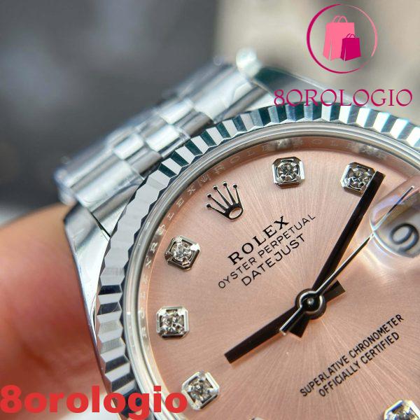 Rolex Datejust 278274 Quadrante Rosa con Diamanti Lunetta Zigrinata Bracciale Jubilee Migliore Replica THB 31mm Orologio - immagine 11