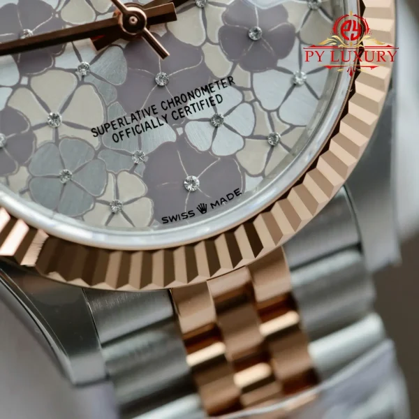 Replica Migliore 1:1 Rolex Datejust 278271 Due Tono Oro Rosa Quadrante Motivo Floreale Argento Bracciale Jubilee THB 31mm Orologio - immagine 8
