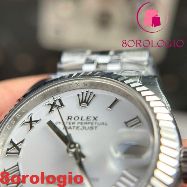 Rolex Datejust 278274-0010 Quadrante Bianco Numeri Romani Ghiera Zigrinata Bracciale Jubilee Miglior Replica THB 31mm Orologio - immagine 11