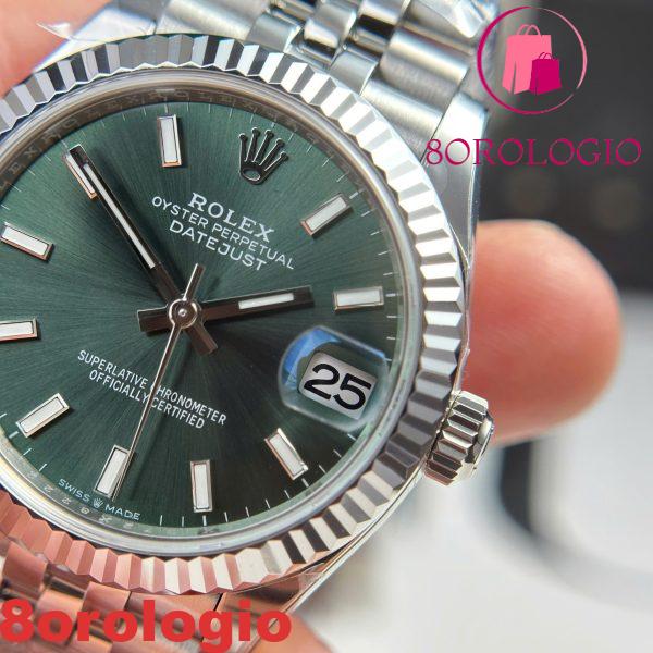 Rolex Datejust 278274-0018 Quadrante Verde Menta Lunetta Zigrinata Bracciale Jubilee Migliore Replica THB 31mm Orologio - immagine 12