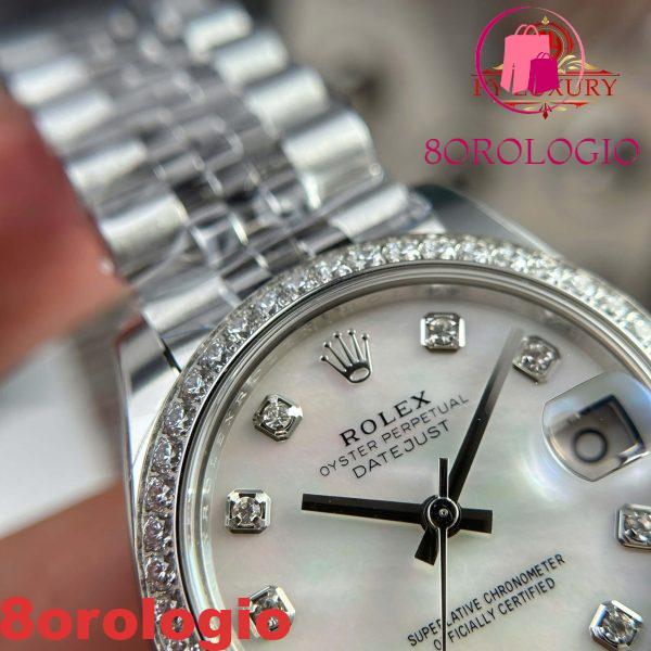 Replica migliore 1:1 Rolex Datejust 278384RBR Quadrante in Madreperla Bianca Lunetta con Diamanti Bracciale Jubilee 31mm THB Orologio - immagine 10